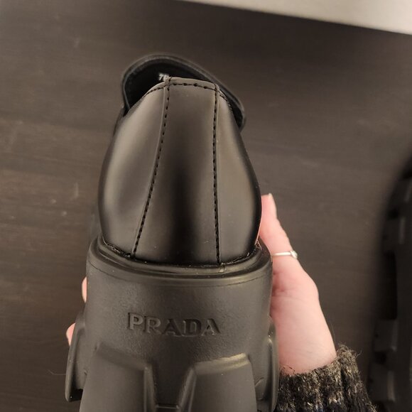 BRAND NEW Prada Loafers - Brushed leather monolith loafers Size 37 - Never Worn - Picture 6 of 9